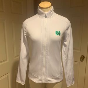 Adidas White Full zip warm-up, Irish Green ND logo